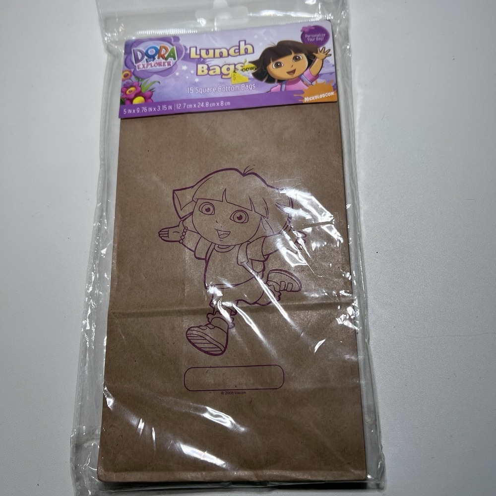 15-Vtg Collectible 15 Nickelodeon Dora the Explorer Brown Paper Lunch Bags 2001